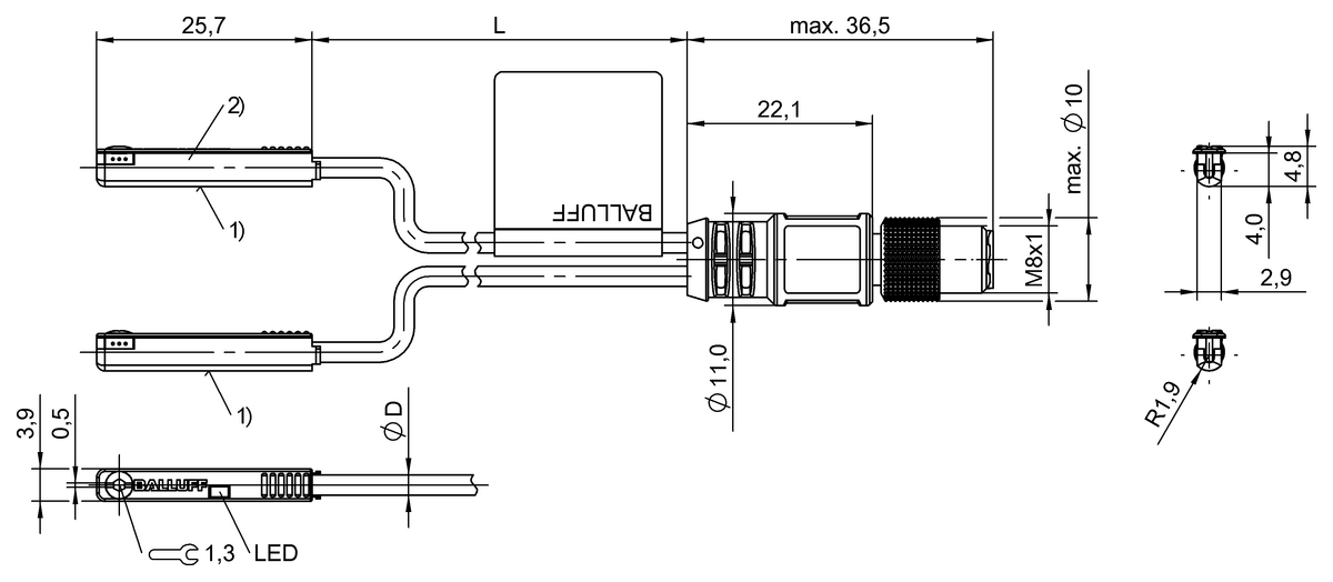 BMF00CJ - BMF 273K-PS-C-2A-SA95-S75-00,3 (Farklı kanal şekilleri için silindir anahtarları) - Görsel 2