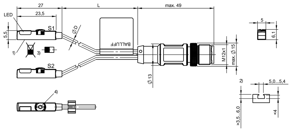 BMF00ML - BMF 235K-YS-C-2A-SA95-S4-00,5 (Farklı kanal şekilleri için silindir anahtarları) - Görsel 2