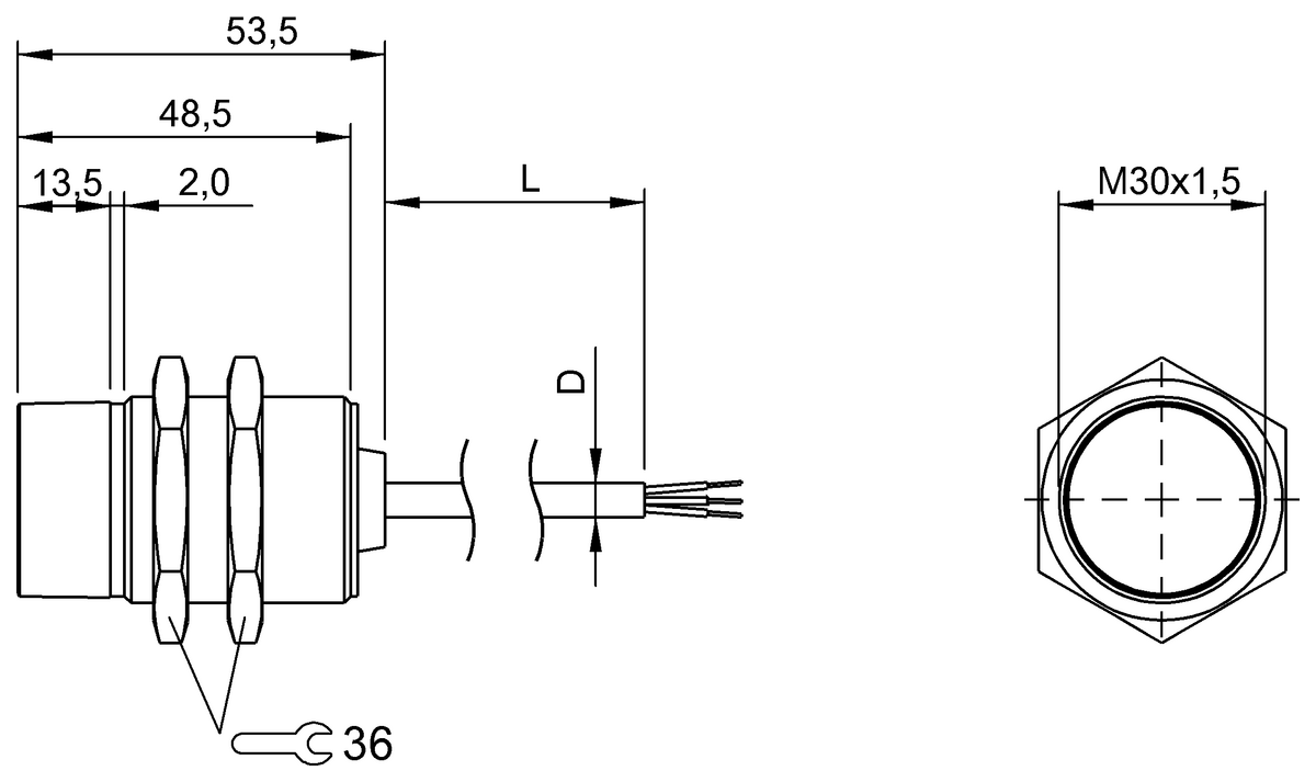 BIC0044 - BIC 2I0-P2A05-M30MF-BPX03-030 (Sinyal aktarımı için endüktif bağlayıcılar) - Görsel 2