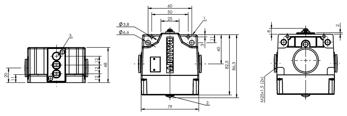 BNS029F - BNS 819-B03-R12-61-12-55-FD-1010 (Karışık bağlantılar içeren çok konumlu kam sviçleri) - Görsel 2