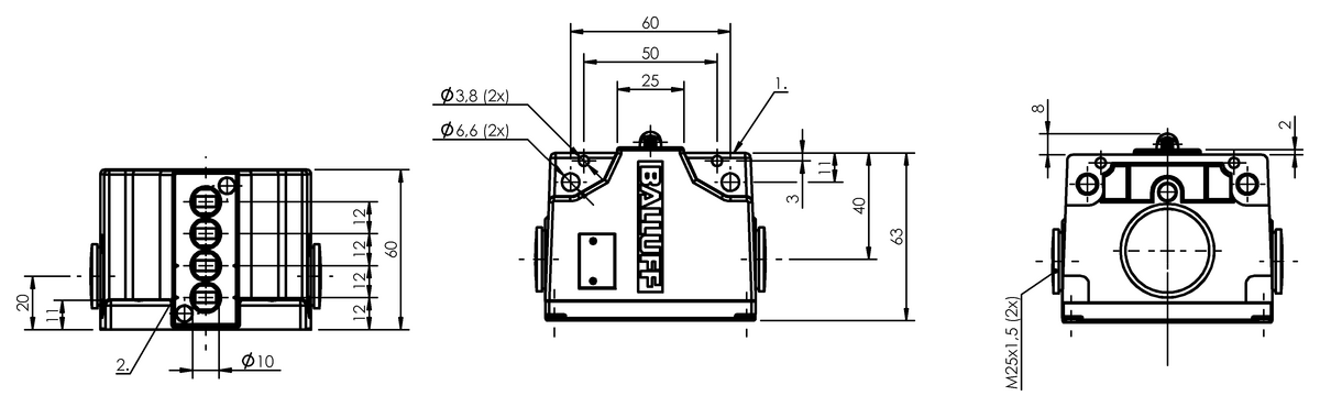 BNS02ME - BNS 813-B04-R12-61-A-10-02 (Emniyet sviç konumları bulunan mekanik çok konumlu limit sviçleri) - Görsel 2