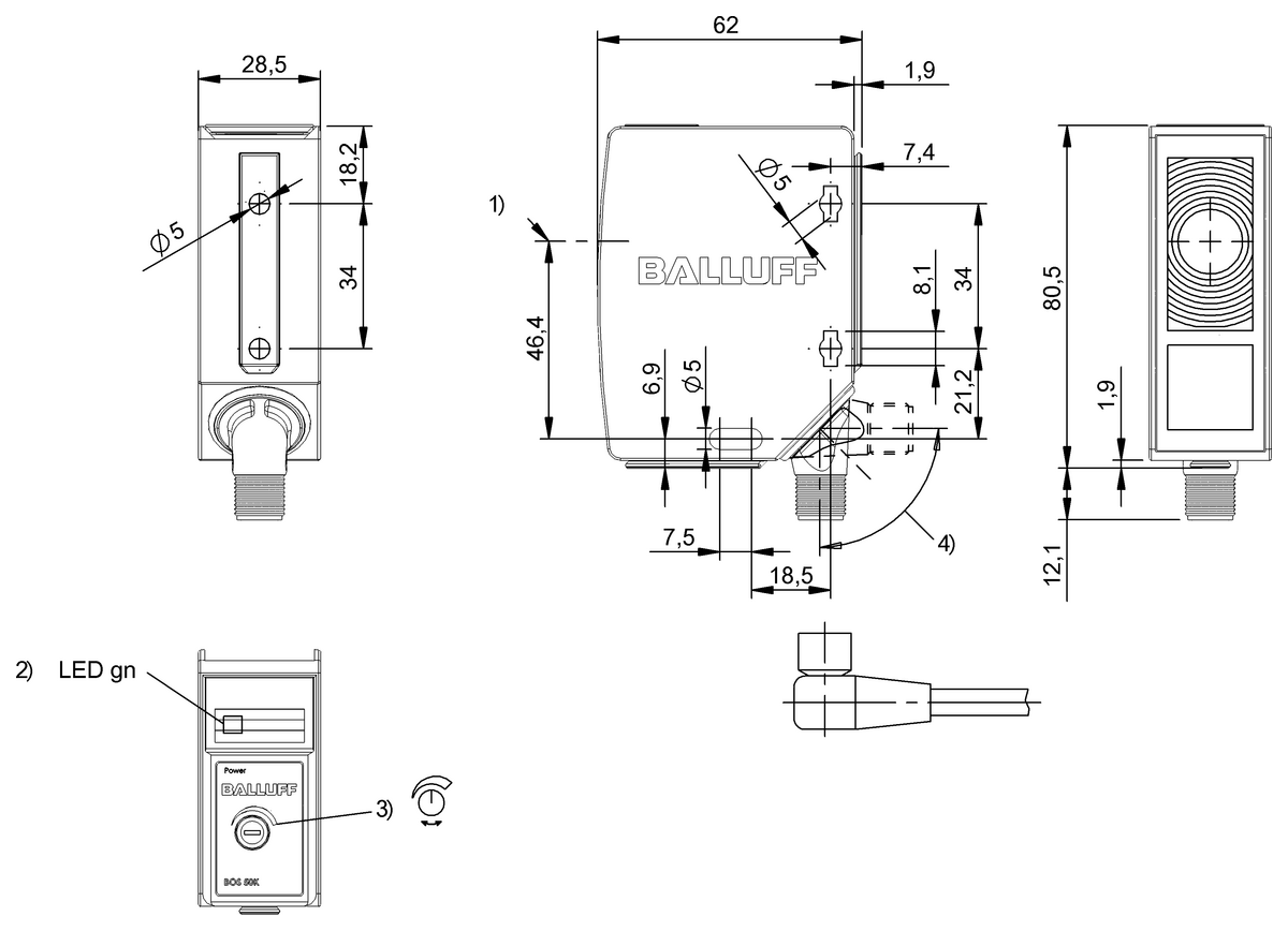 BOS01CN - BOS 50K-XT-RS10-S4 (Karşılıklı tip sensörler) - Görsel 2