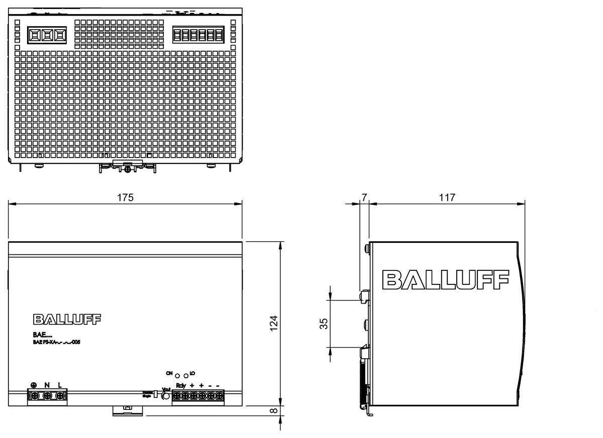 BAE003M - BAE PS-XA-1W-48-100-005 (DIN Ray montajlı güç kaynakları) - Görsel 2