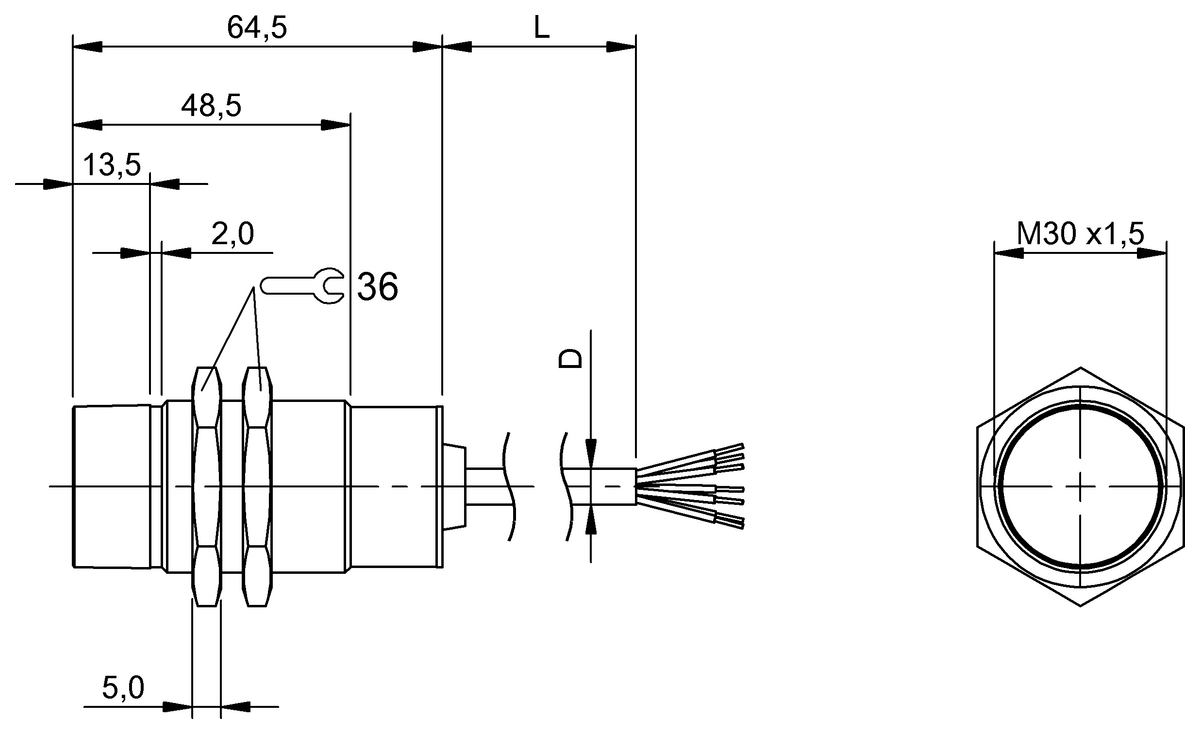 BIC001T - BIC 2I2-P2A03-M30MF2-EPX07-050 (Sinyal aktarımı için endüktif bağlayıcılar) - Görsel 2