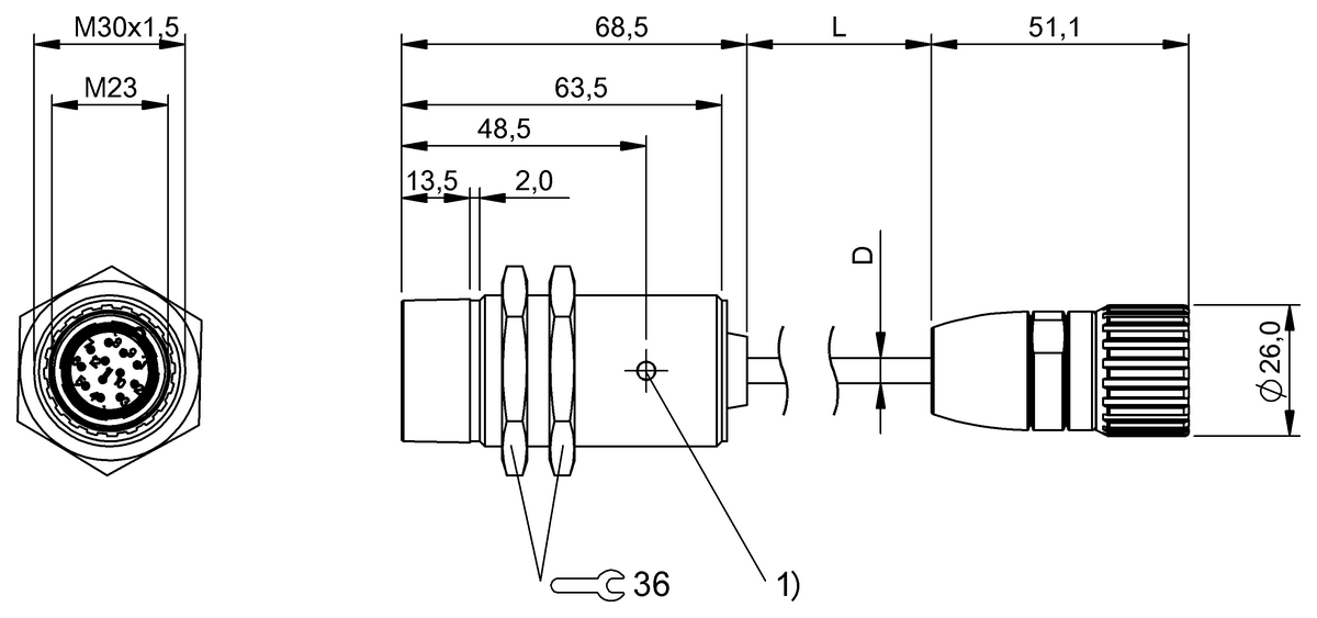 BIC006M - BIC 1I0-P2A02-M30MI-BPX03-005-Z10 (Sinyal aktarımı için endüktif bağlayıcılar)