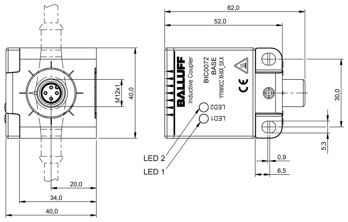 BIC0072 - BIC 1B0-IT005-Q40KFU-SM4A4A (Temassız enerji ve sinyal iletimi için endüktif kuplörler) - Görsel 2