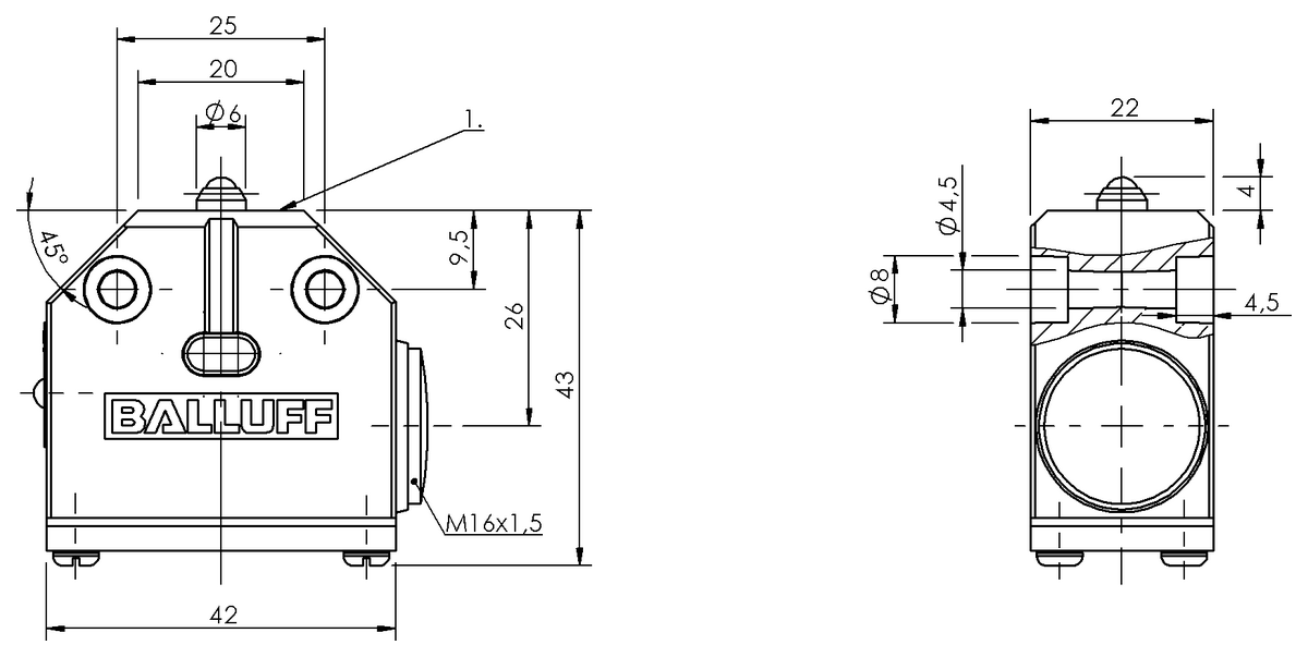 BNS0065 - BNS 819-100-K-12 (Mekanik tek konumlu limit sviçleri) - Görsel 2