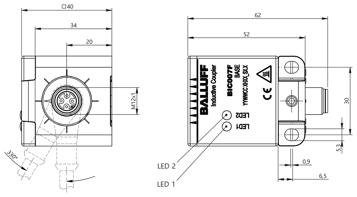 BIC007F - BIC 1B0-IT1A7-Q40KFU-SM4A4A (Temassız enerji ve sinyal iletimi için endüktif kuplörler) - Görsel 2