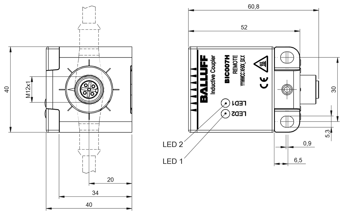 BIC007H - BIC 2B0-IT1A7-Q40KFU-SM4A5A (Temassız enerji ve sinyal iletimi için endüktif kuplörler) - Görsel 2