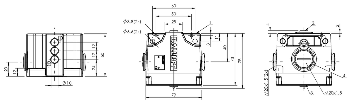 BNS03FA - BNS 816-B03-PA-12-612-11 (Endüktif çok konumlu limit sviçler) - Görsel 2