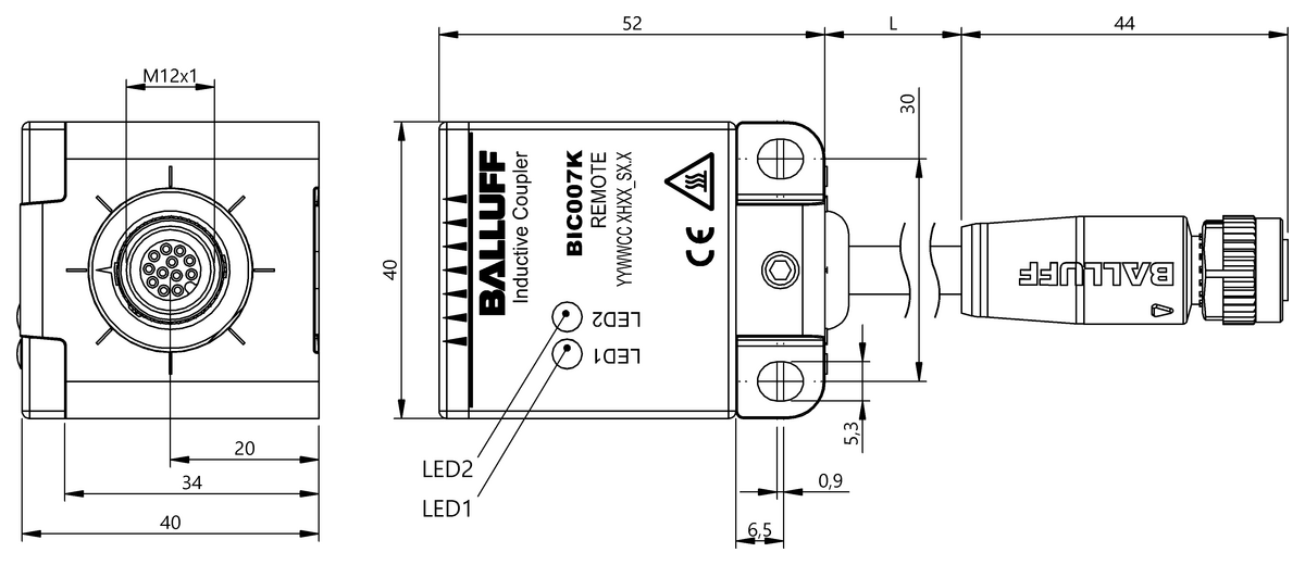 BIC007K - BIC 2I3-P2A50-Q40KFU-EPX0-002-M4CA (Sinyal aktarımı için endüktif bağlayıcılar) - Görsel 2