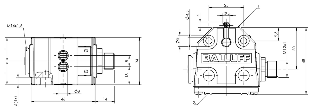 BNS0520 - BNS 819-B02-R08-40-10-FC-S80R (Mekanik çok konumlu limit sviçler)