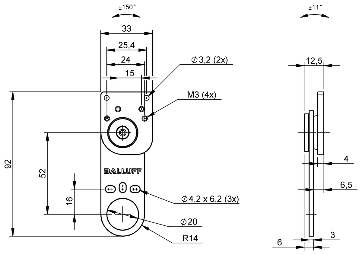BAM037F - BMS AD-M-005-D12/X01 (Fotoelektrik sensörler için montaj braketi) - Görsel 2