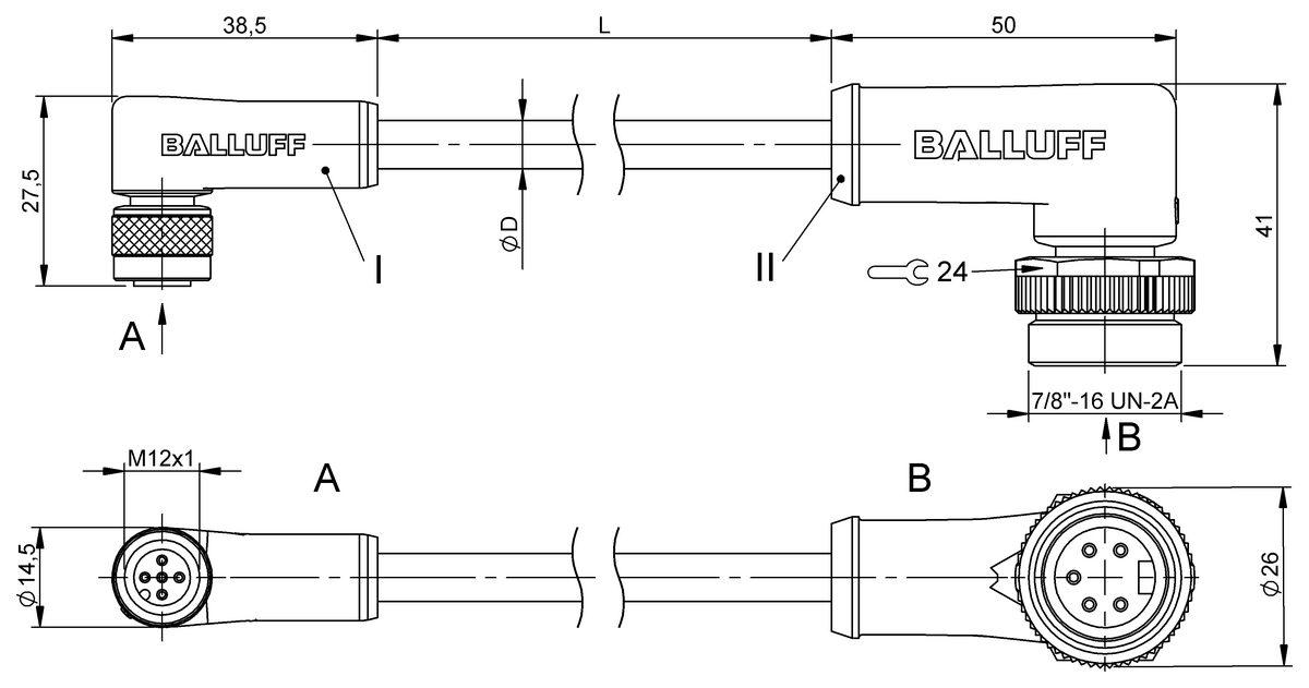 BCC0HT9 - BCC M425-A325-3F-330-PS85N6-010 (Çift uçlu kablo setleri) - Görsel 2