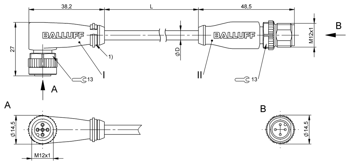BCC0L9R - BCC M425-M414-3A-711-PX0434-050 (Çift uçlu kablo setleri) - Görsel 2