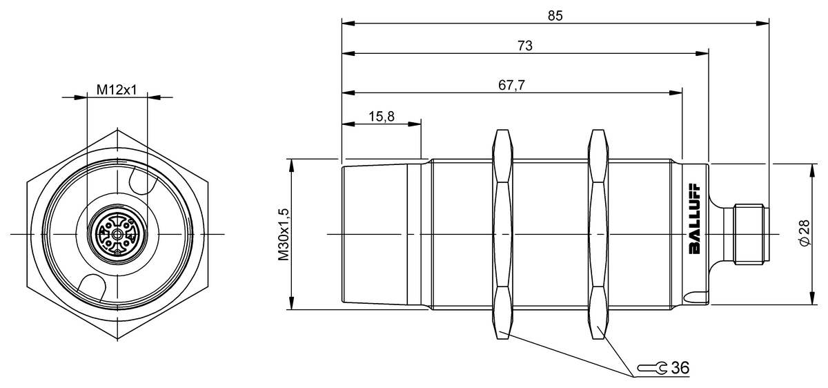 BIC0086 - BIC 1B1-IT1A0-M30EI21-SM4A5A (Temassız enerji ve sinyal iletimi için endüktif kuplörler) - Görsel 2