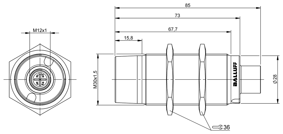 BIC0087 - BIC 2B1-IT1A0-M30EI21-SM4A5A (Temassız enerji ve sinyal iletimi için endüktif kuplörler) - Görsel 2