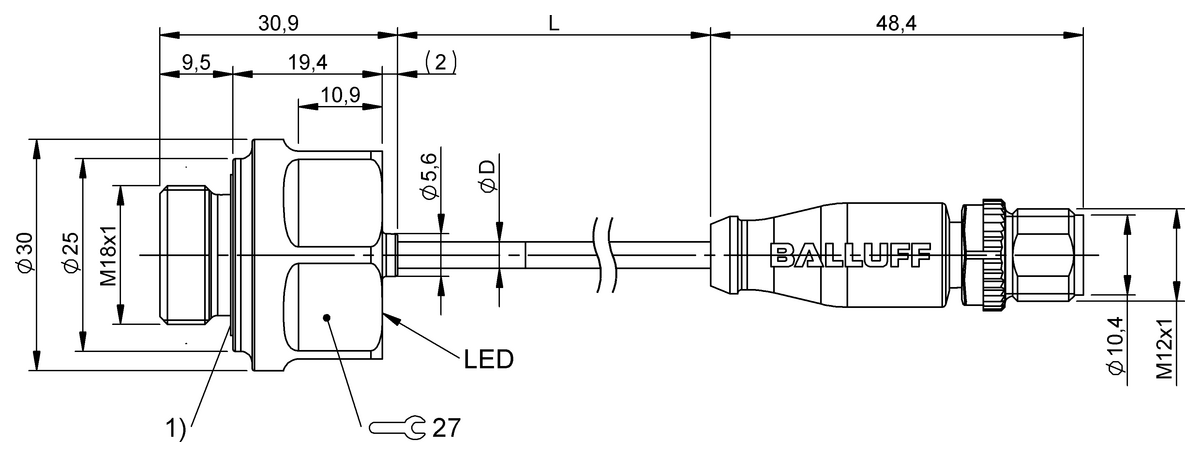 BFD0007 - BFD 3SAP-19N000-U01-LA2-CA1S04 (Kısa stroklu hidrolik silindirler için ultrasonik sensörler) - Görsel 2