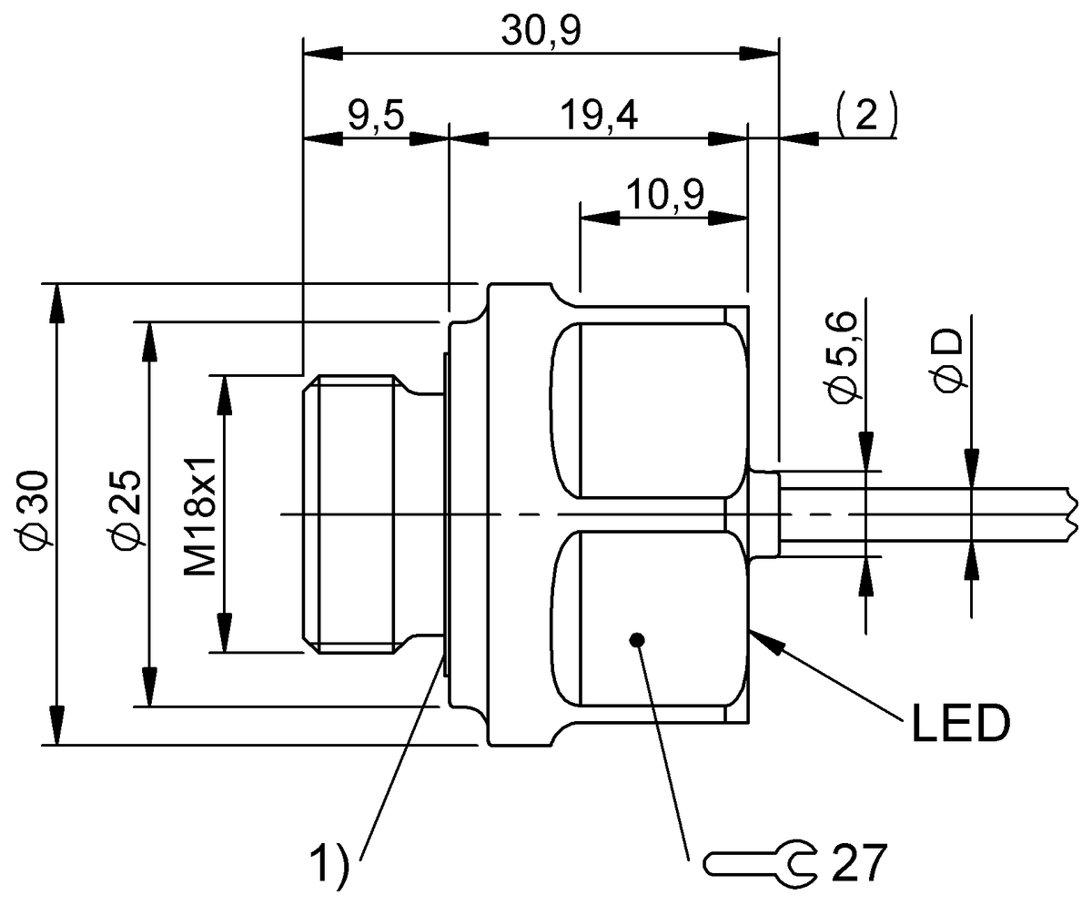 BFD0003 - BFD 3SAP-19N000-U01-LA2-CA2000 (Kısa stroklu hidrolik silindirler için ultrasonik sensörler) - Görsel 2