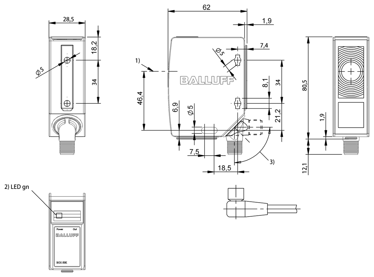 BOS028L - BOS 50K-XT-RS13-S4 (Karşılıklı tip sensörler) - Görsel 2