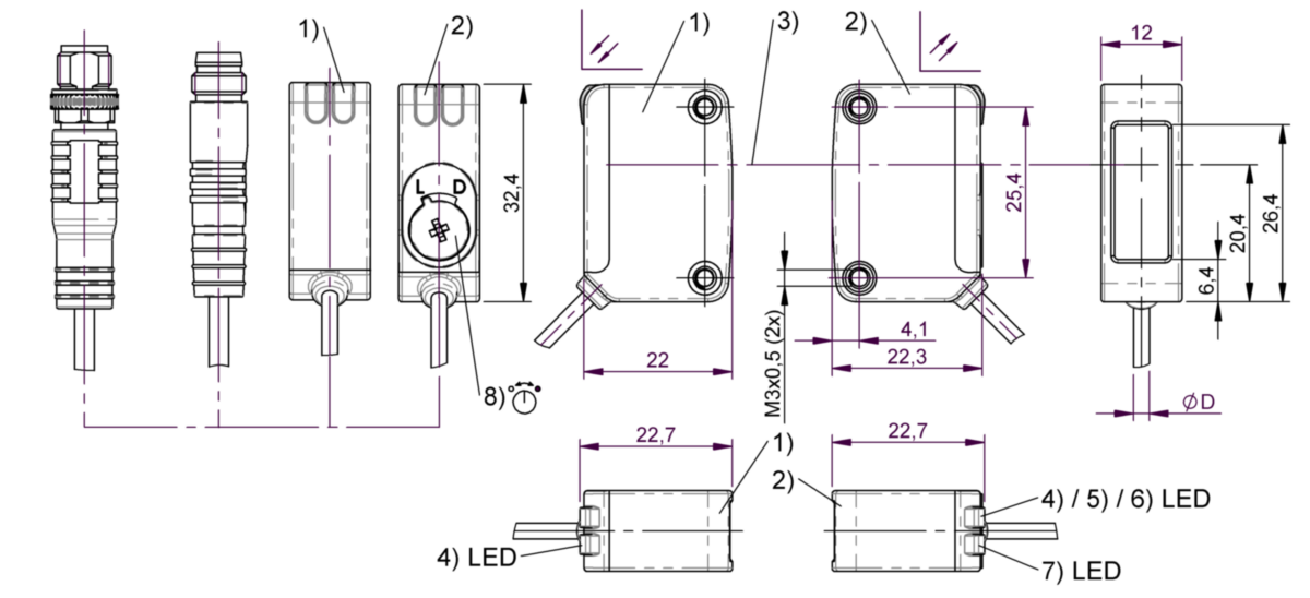 BOS02K0 - BOS R072K-PU-RX10-01,5-S75 (Karşılıklı tip sensörler) - Görsel 2