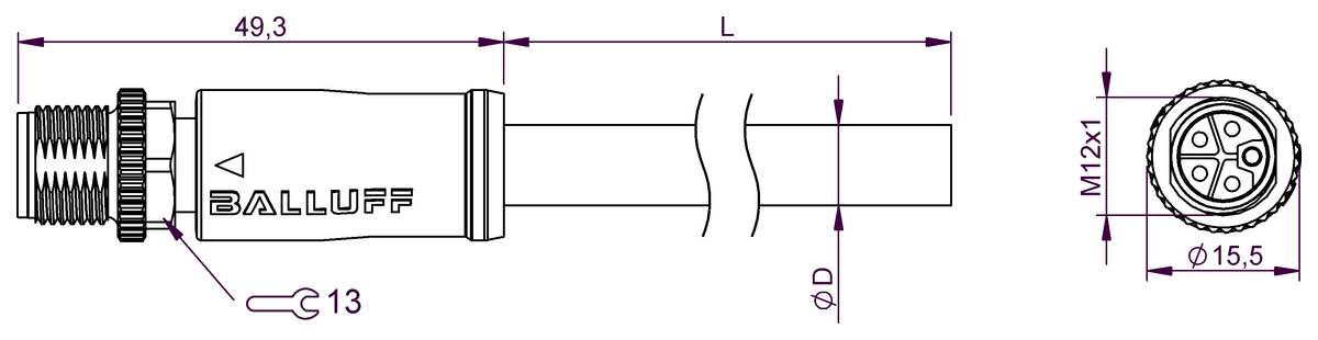 BCC0LUH - BCC M415-0000-2L-003-PX04A5-050 (Tek uçlu kablo setleri) - Görsel 2