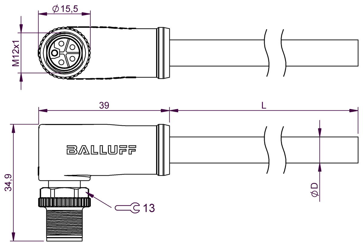 BCC0LUY - BCC M425-0000-2L-003-PX04A5-050 (Tek uçlu kablo setleri) - Görsel 2