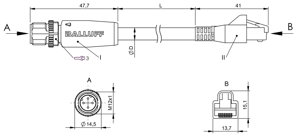 BCC0LAU - BCC M414-E894-8G-672-ES34N9-800 (Çift uçlu kablo setleri) - Görsel 2