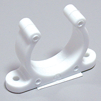 Plastic Support Clip, Screwed, Ø25mm, White