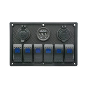 Rocker Switch Panel with LED, 12V/24V, (6 Rockers)